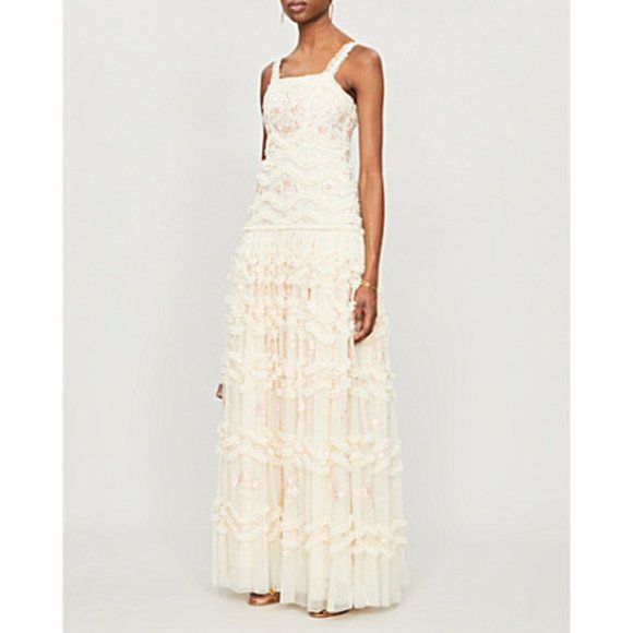 Needle and thread Lace hue dress US 12 boom floral gown - Picture 8 of 16